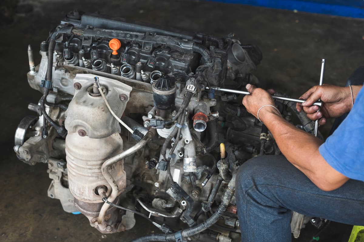Mechanic working on a car